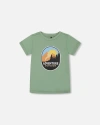 Deux Par Deux Boys' Organic Cotton Graphic Tee- Little Kid, Big Kid In Sage And Multi