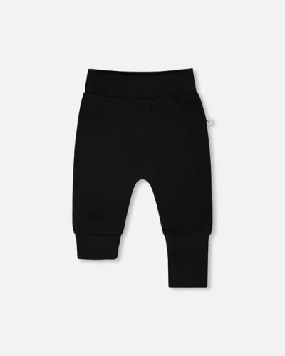 Deux Par Deux Babies'  Boy Organic Cotton Jersey Evolutive Pants In Black