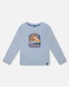 Deux Par Deux Boy Organic Cotton Long Sleeve T-shirt In Blue