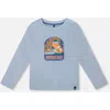 Deux Par Deux Boy Organic Cotton Long Sleeve T-shirt In Blue