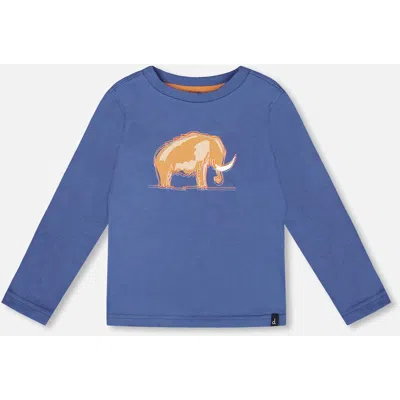 Deux Par Deux Kids'  Boy Organic Cotton Long Sleeve T-shirt In Blue