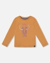 Deux Par Deux Babies'  Boy Organic Cotton Long Sleeve T-shirt In Orange