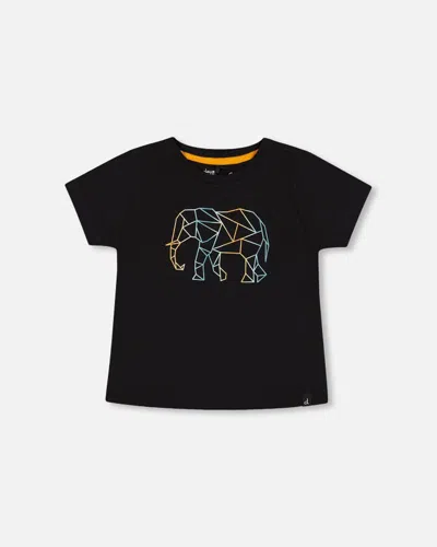 Deux Par Deux Kids'  Boy's Organic Cotton T-shirt With Print Black