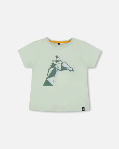 Deux Par Deux Kids' Boy's Organic Cotton T-shirt With Print Mint