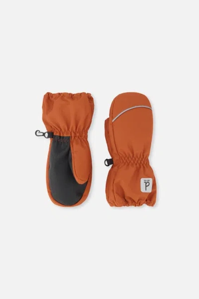 Deux Par Deux Kids'  Boy Palm Winter Waterproof Play Rubberized Mittens In Brown