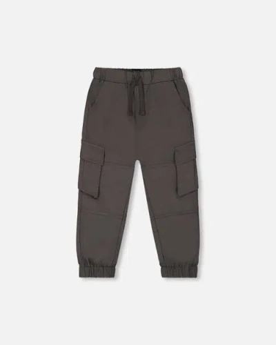 Deux Par Deux Kids'  Boy's Parachute Cargo Pocket Jogger Pants Dark Gray