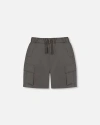 Deux Par Deux Kids'  Boy's Parachute Cargo Pocket Shorts Dark Gray
