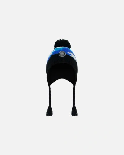 Deux Par Deux Kids'  Boy's Peruvian Knit Hat Royal Blue Bears And Black In Bears Jacquard