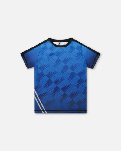 Deux Par Deux Kids'  Boy's Printed Athletic Top Blue And Black