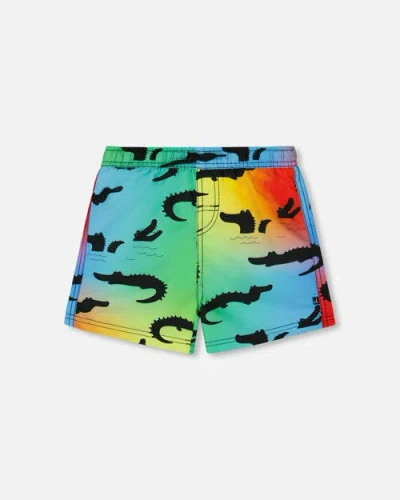 Deux Par Deux Kids'  Boy's Printed Boardshorts Multicolored Crocodile