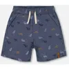 Deux Par Deux Boys' Printed Chambray Short - Little Kid, Big Kid In Gray, White And Tan