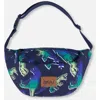 Deux Par Deux Boy's Printed Fanny Pack Blue And Green Dino On Navy In Blue And Green Dino On Navy