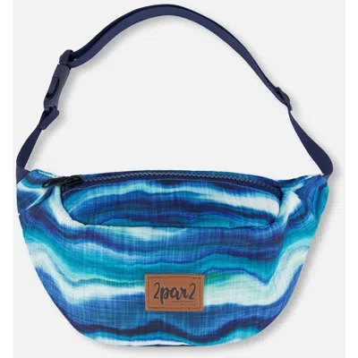 Deux Par Deux Kids'  Boy's Printed Fanny Pack Blue Wave And Black