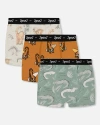 DEUX PAR DEUX DEUX PAR DEUX BOY'S PRINTED ORGANIC COTTON BOXER SHORTS (PACK OF 3) MULTICOLORED