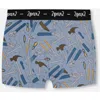 Deux Par Deux Boy's Printed Organic Cotton Boxer Shorts Tools On Bluish Gray Background In Tools On Bluish Gray