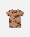 Deux Par Deux Little Boy's Printed Organic Cotton Tee Beige And Black Dinos In Beige And Black Dinos