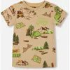 Deux Par Deux Little Boy's Printed Organic Cotton Tee Camping Beige In Camping Beige