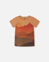 Deux Par Deux Little Boy's Printed Organic Cotton Tee Orange Sunset In Orange Sunset