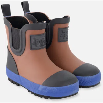 Deux Par Deux Kids'  Boy Short Rain Boots In Brown