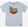 Deux Par Deux Boy's Short Sleeve Graphic Tee Blue And Ramen In Blue And Ramen