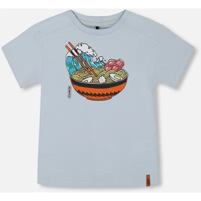 Deux Par Deux Kids'  Boy's Short Sleeve Graphic Tee Blue And Ramen