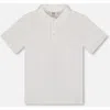 Deux Par Deux Boy's Short Sleeve Polo Shirt White In White