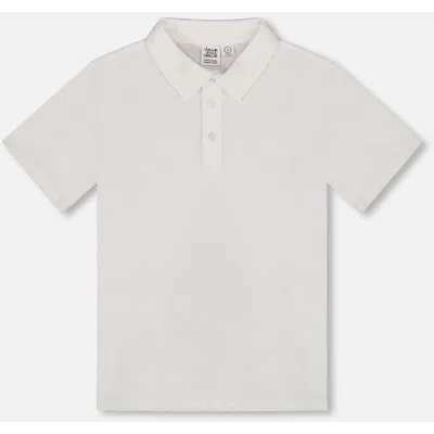 Deux Par Deux Kids'  Boy's Short Sleeve Polo Shirt White