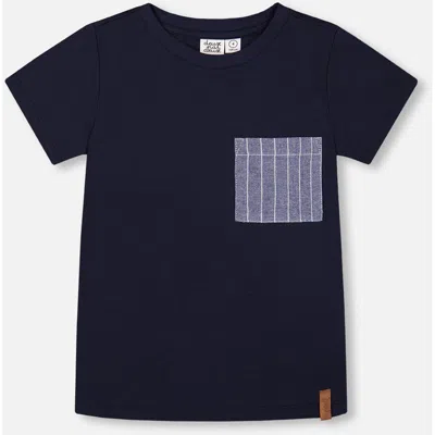 Deux Par Deux Boys' Short Sleeve Tee With Pocket - Little Kid, Big Kid In Navy Blue