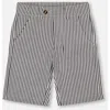 Deux Par Deux Kids'  Boy's Slant Pocket Bermuda Shorts Navy Blue Striped