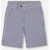 Deux Par Deux Boy's Slant Pocket Bermuda Shorts Royal Blue Striped In Cream Striped Blue