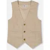 Deux Par Deux Boy's Sleeveless Vest Light Taupe In Light Taupe