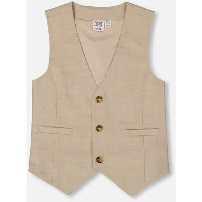 Deux Par Deux Kids'  Boy's Sleeveless Vest Light Taupe
