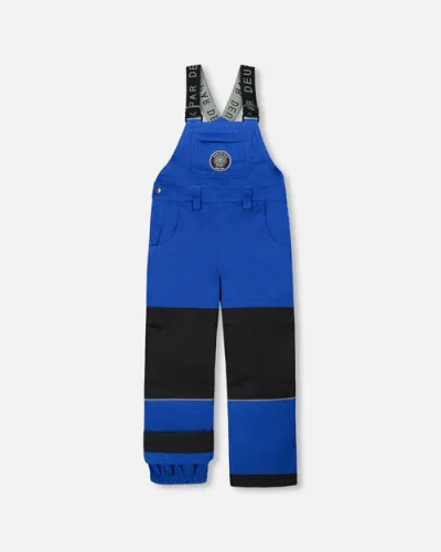 Deux Par Deux Kids'  Boy Solid Play Overall Snow Bib In Blue