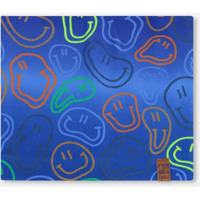 Deux Par Deux Kids'  Boy Stretch Jersey Smileys Neck Tube In Blue