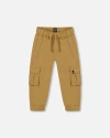 DEUX PAR DEUX DEUX PAR DEUX BOY'S STRETCH TWILL CARGO JOGGER PANTS DARK BEIGE