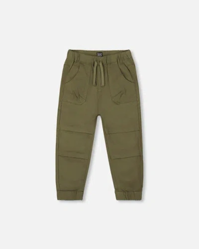 Deux Par Deux Kids'  Boy's Stretch Twill Jogger Pant Dark Olive Green