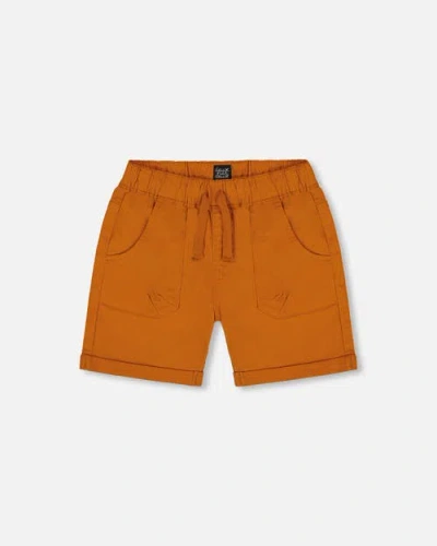 Deux Par Deux Boys' Stretch Twill Short - Little Kid, Big Kid In Vibrant Orange