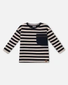 Deux Par Deux Boys' Striped Rib T-shirt - Little Kid In Peacoat