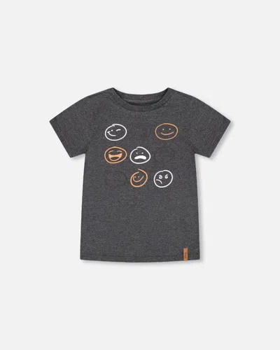Deux Par Deux Kids' Boy's T-shirt With Print Dark Grey