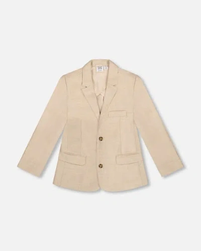 Deux Par Deux Kids'  Boy's Two Button Blazer Light Taupe