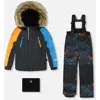 Deux Par Deux Boy Two-piece Play Snowsuit In Black