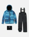 Deux Par Deux Boy Two-piece Play Snowsuit With Jacket And Solid Pant In Black