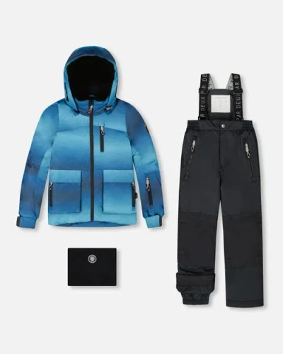 Deux Par Deux Kids'  Boy Two-piece Play Snowsuit With Jacket And Solid Pant In Black