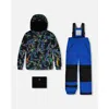 DEUX PAR DEUX DEUX PAR DEUX BOY'S TWO PIECE SNOWSUIT ROYAL BLUE PRINTED DINOS