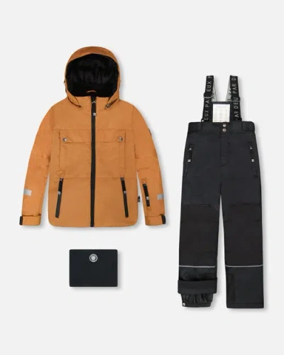Deux Par Deux Kids'  Boy Two-piece Teknik Snowsuit In Black