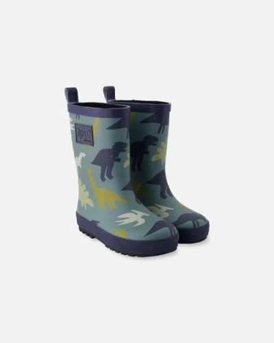 Deux Par Deux Kids'  Boy Waterproof Animal Rain Boots In Multi