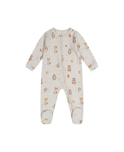 Deux Par Deux Boys' Animal Organic Cotton Front Zipper Footed One Piece Pajama - Baby In Gray