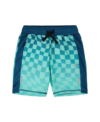 Deux Par Deux Boys' Athletic Shorts Checkerboard - Little Kid In Green