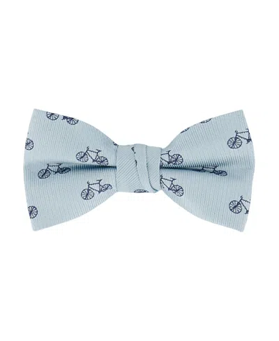 Deux Par Deux Kids'  Boy's Bow Tie Pale Blue With Bicycle
