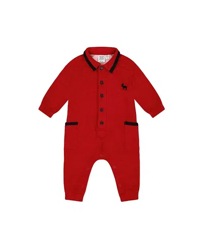 Deux Par Deux Boys' Button Front Jumpsuit - Baby In Jester Red